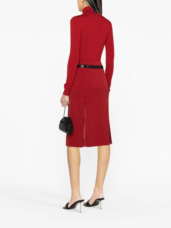 膝丈/ミディスカート - 赤 shop online: VICTORIA BECKHAM