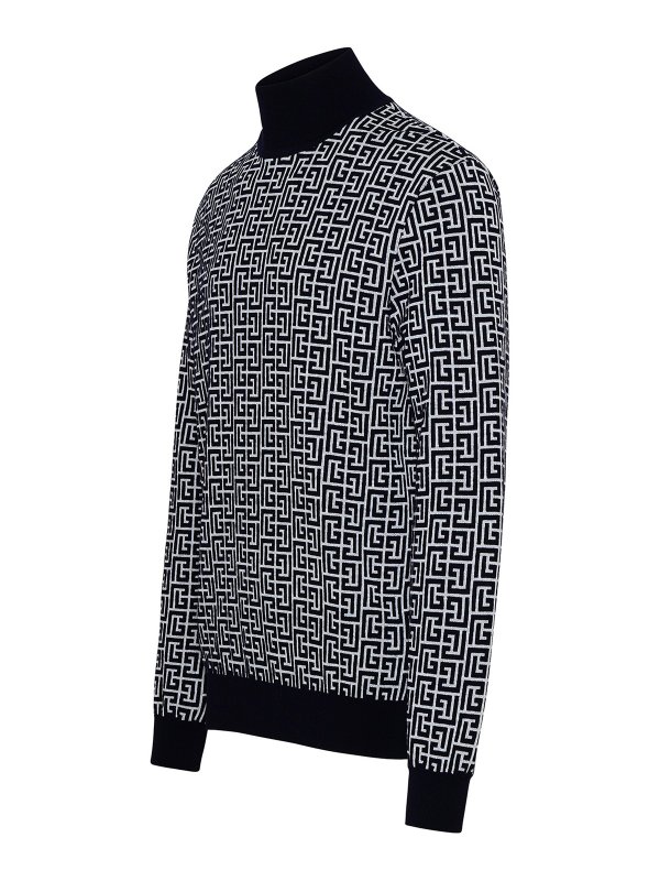 The Best Shops Balmain: crew necks - Two-tone wool blend sweater