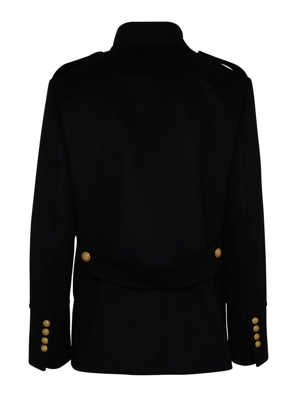Balmain: short coats online - Black virgin wool coat