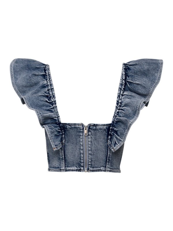 GANNI: Top e canotte online - Top in denim azzurro