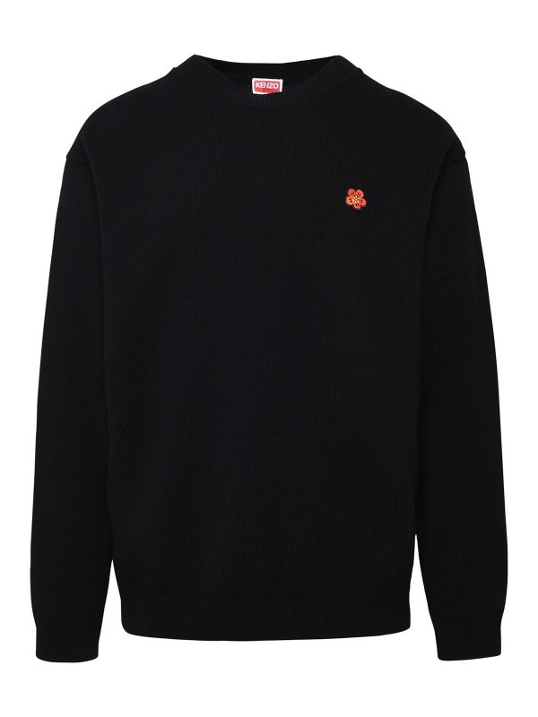 KENZO: crew necks - Black wool sweater