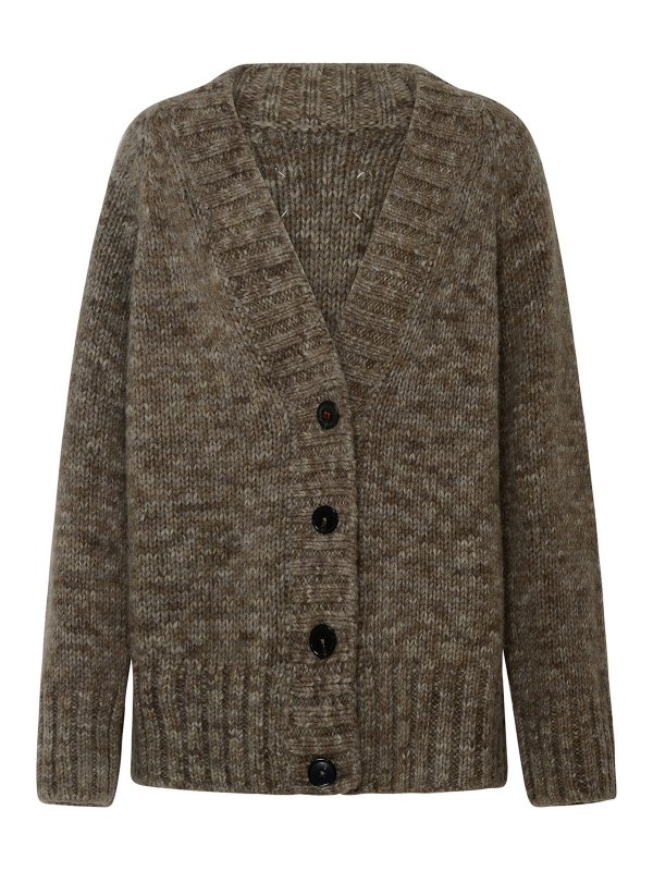 Maison Margiela: cardigans - Beige alpaca blend cardigan