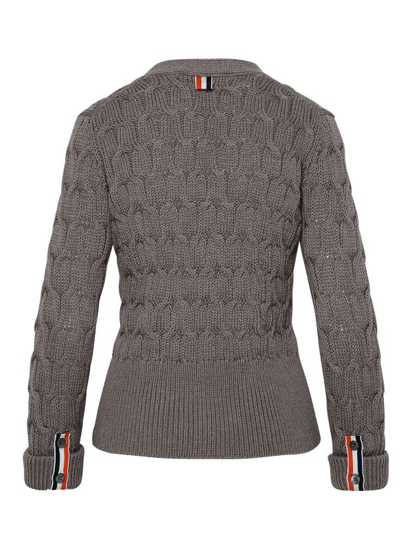 THOM BROWNE: cardigans online - Cardigan in lana marrone