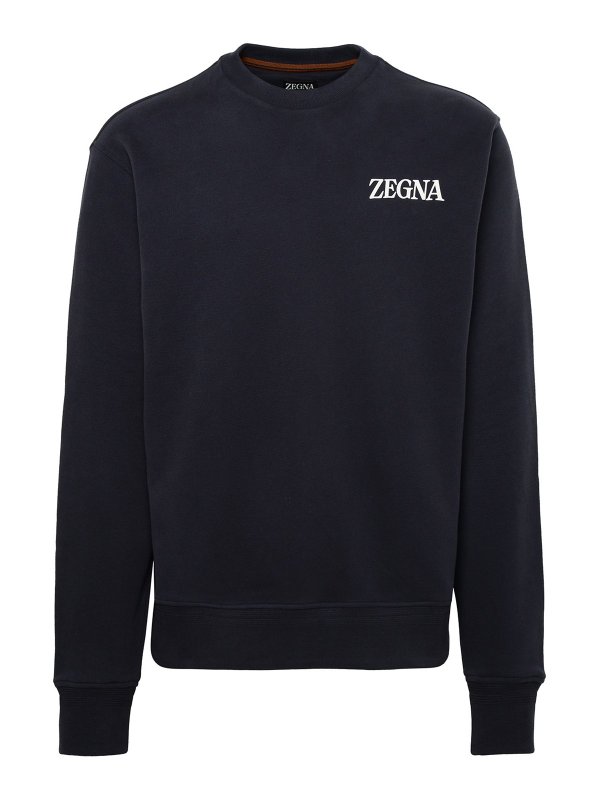 ZEGNA: Sweatshirts & Sweaters - Blue cotton sweatshirt