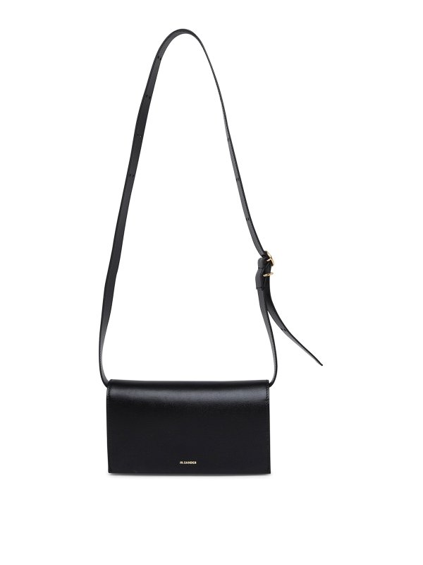 JIL SANDER: cross body bags - All day shoulder bag in black leather