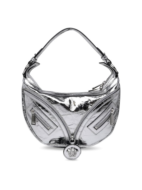 VERSACE: cross body bags - Silver leather bag