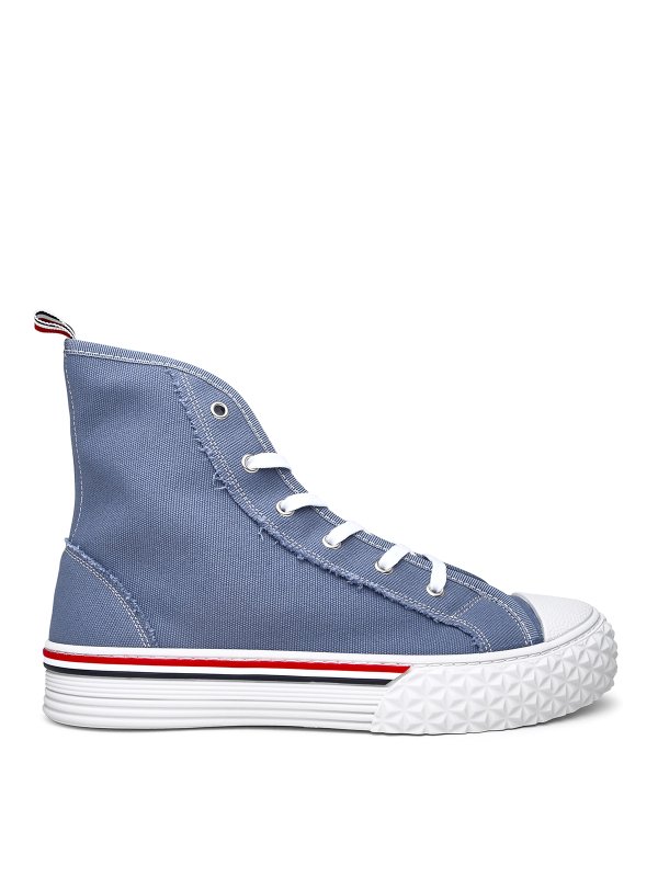 THOM BROWNE: trainers - Sneaker in tela azzurra
