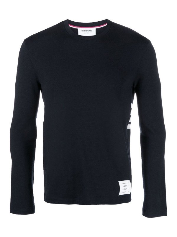 THOM BROWNE: Pull col rond - Pull Col Rond - Bleu