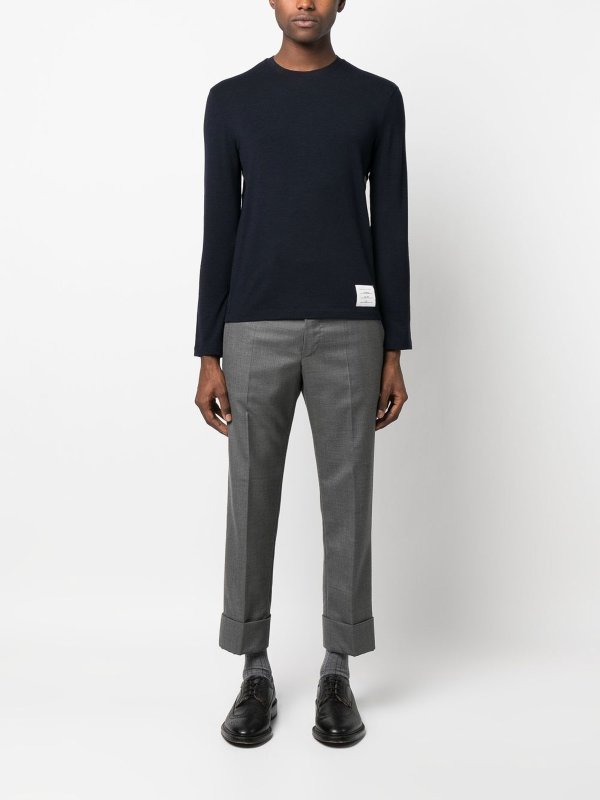 THOM BROWNE: Pull col rond online - Pull Col Rond - Bleu