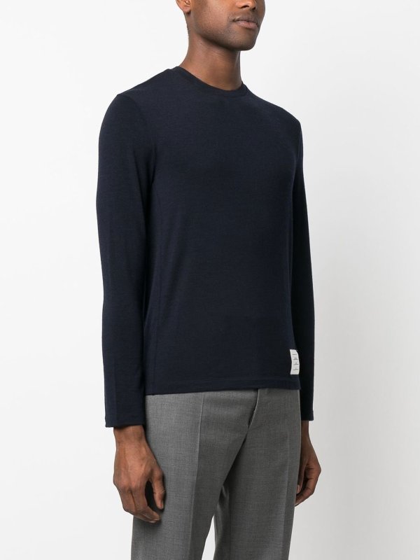 Pull Col Rond - Bleu shop online: THOM BROWNE