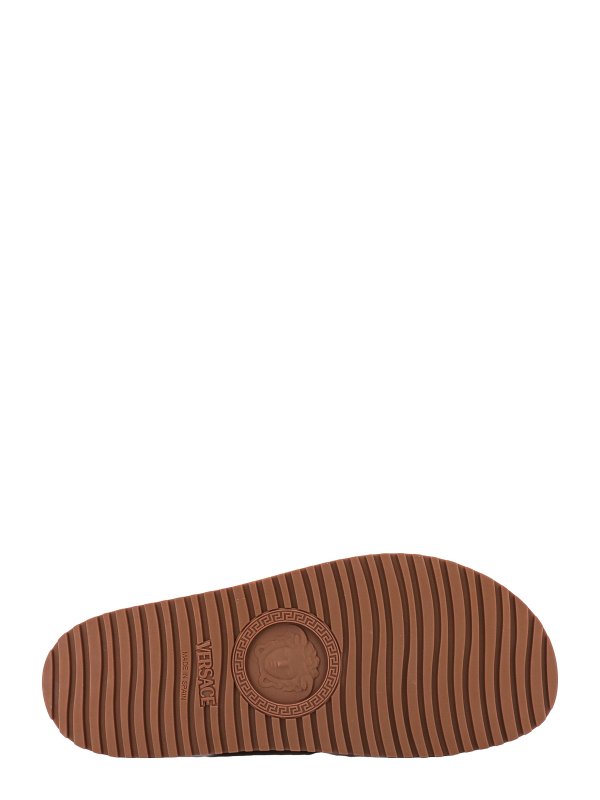 Slipper in brown mixed leather shop online: VERSACE