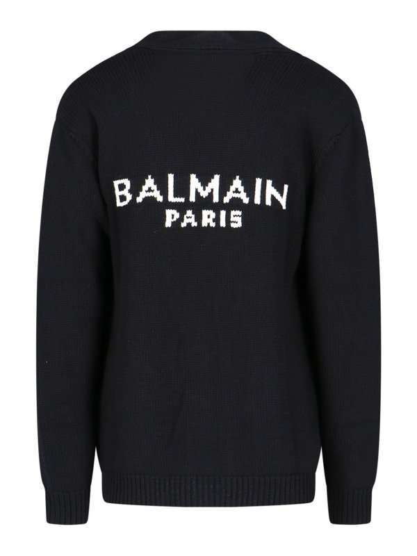 Balmain: Strickpullover mit Rundhalsausschnitt online - Rundhalspullover - Schwarz