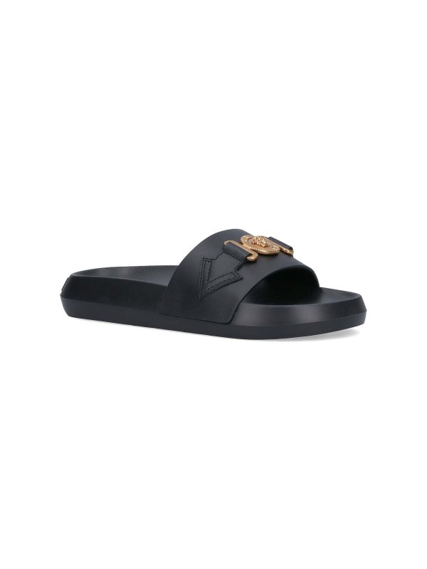 VERSACE: sandals online - Versace flat shoes black