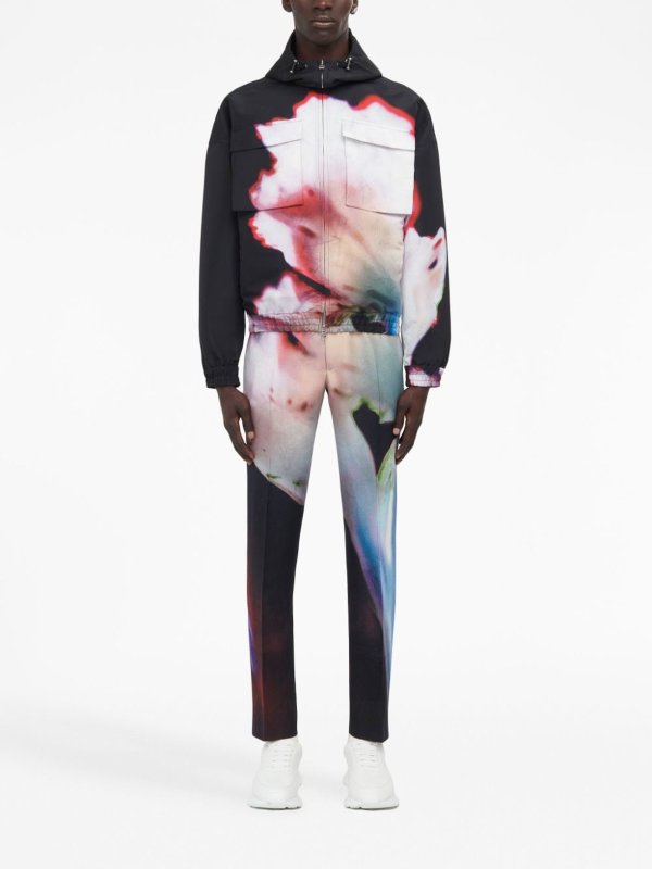 Floral print windbreaker jacket shop online: ALEXANDER MCQUEEN