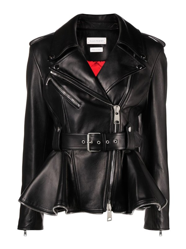 ALEXANDER MCQUEEN: Lederjacken - Lederjacke - Schwarz