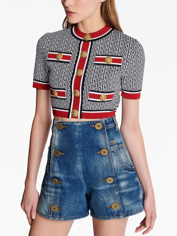 Balmain: Tops & Tank tops online - Monogram cropped top