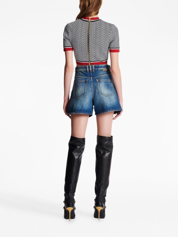 Monogram cropped top shop online: Balmain