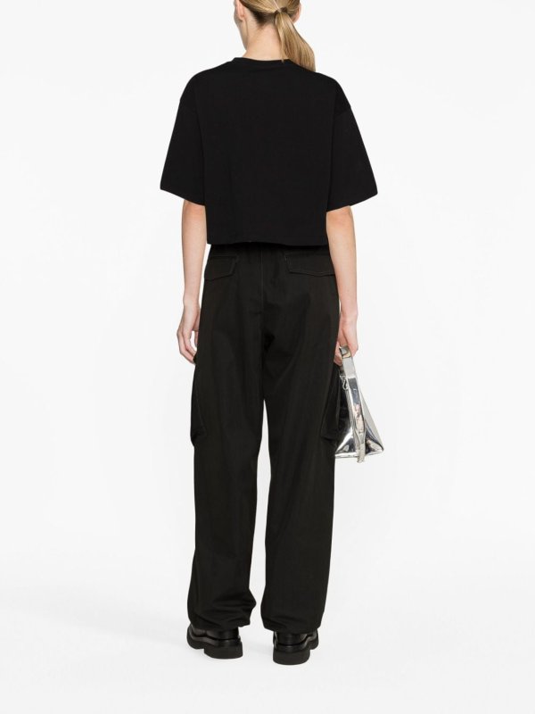 Logo cropped cotton t-shirt shop online: Balmain