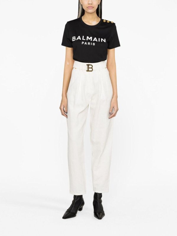 Balmain: t-shirts online - Logo cotton t-shirt