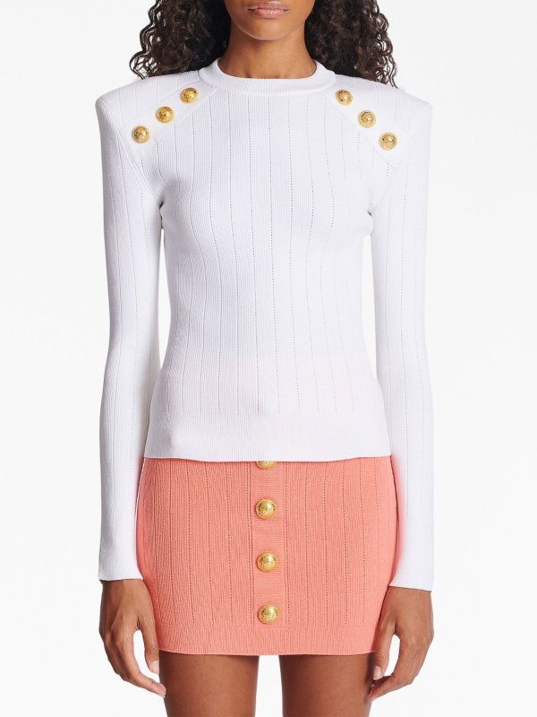 Strickpullover mit Rundhalsausschnitt shop online Rundhalspullover - Weiß