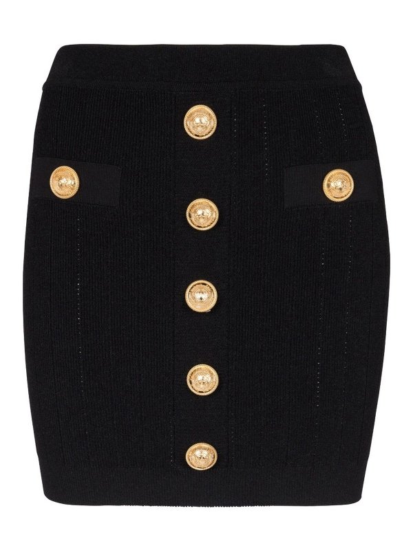 Balmain: Knee length skirts & Midi - High waist buttoned mini skirt