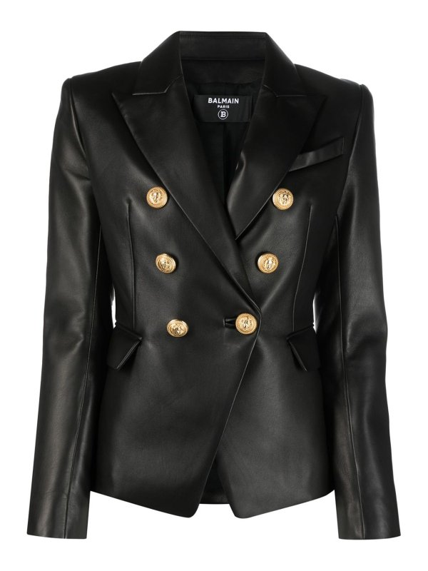 Balmain: Lederjacken - Lederjacke - Schwarz