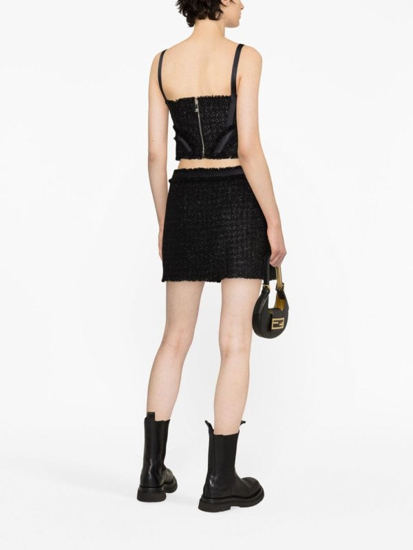 The Best Shops VERSACE: Knee length skirts & Midi - Vichy tweed wrap mini skirt