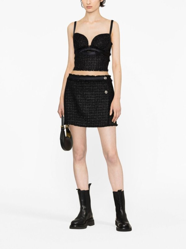 Vichy tweed wrap mini skirt shop online: VERSACE