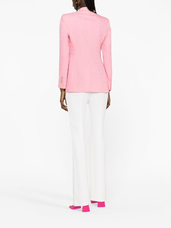 VERSACE: blazers online - Single-breasted all over logo jacket