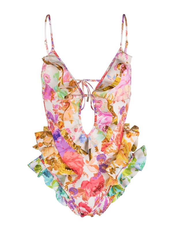 ZIMMERMANN: one-piece - Floral print one-piece swimsuit