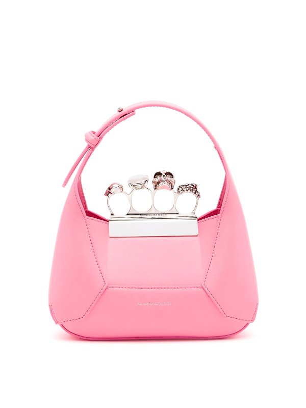 ALEXANDER MCQUEEN: totes bags - The jewelled hobo mini leather shoulder bag