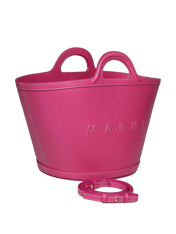 Marni: totes bags online - Tropicalia small handbag in fuchsia leather