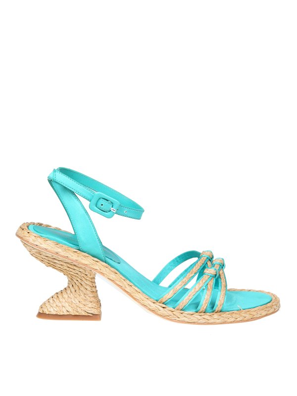 Paloma Barcelò: sandals - Ruby sandal in satin and raffia