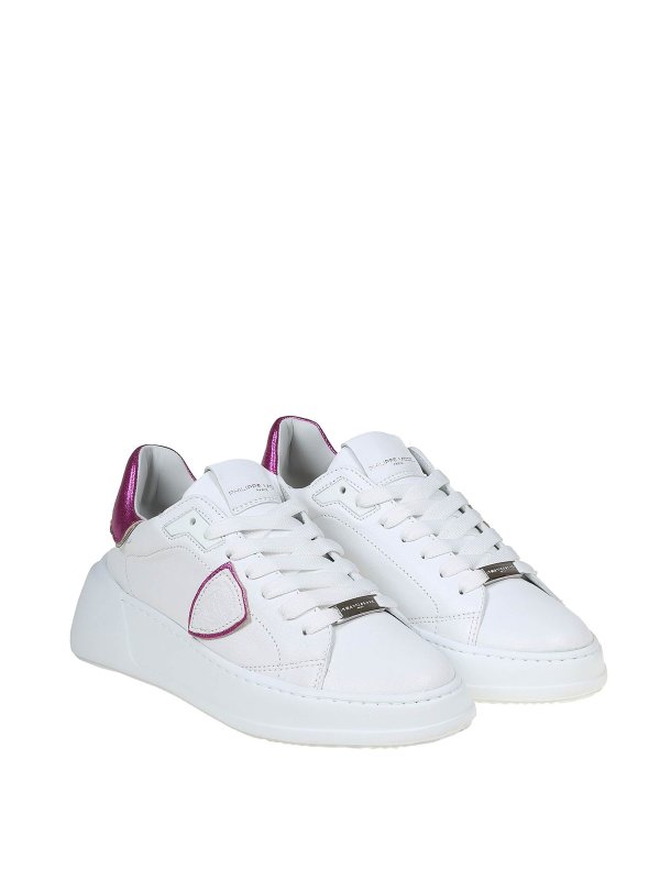 PHILIPPE MODEL: trainers online - tres temple low in white and fuchsia leather