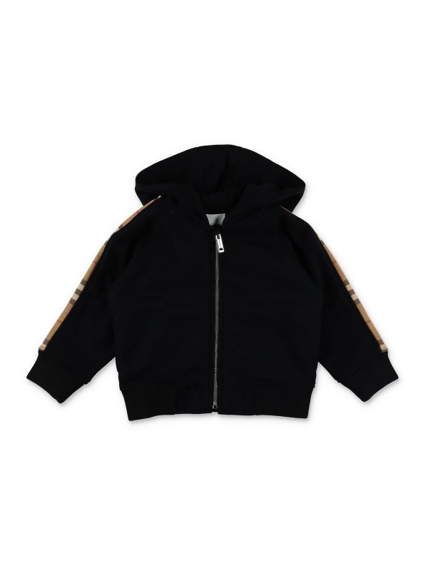 BURBERRY: Sweatshirts & Sweaters - Timmy black cotton baby boy burberry hoodie