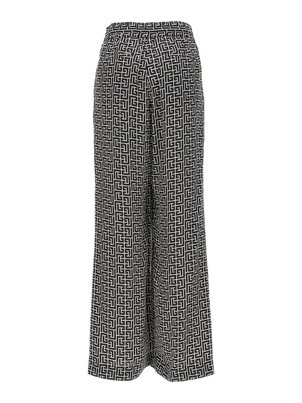 Balmain: casual trousers online - Monogram cupro pants