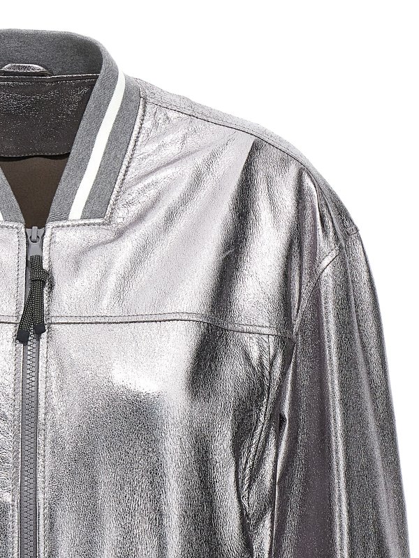 The Best Shops BRUNELLO CUCINELLI: bombers - Laminated leather bomber jacket