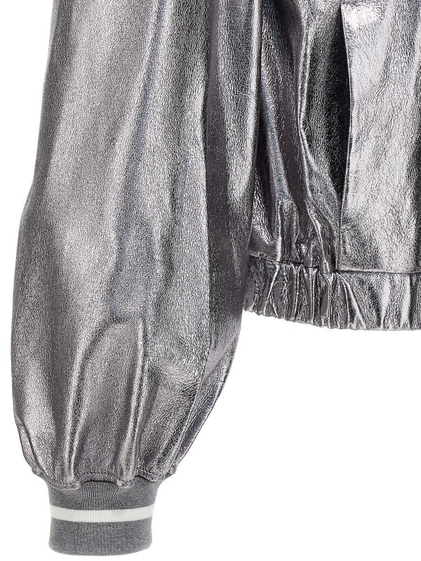 Laminated leather bomber jacket shop online: BRUNELLO CUCINELLI