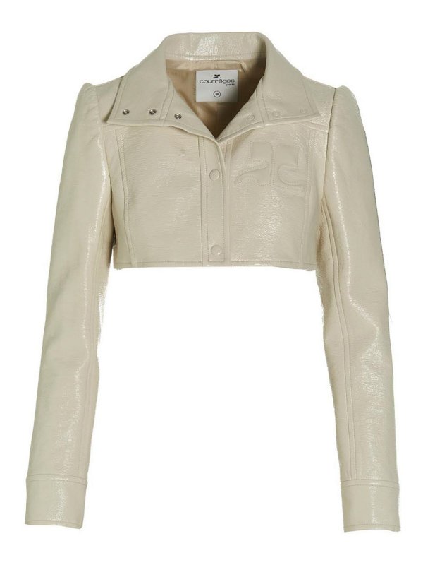 Courreges: leather jacket - vinyl cropped jacket