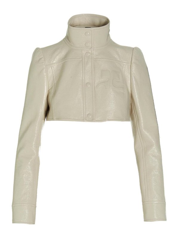 Courreges: leather jacket online - vinyl cropped jacket