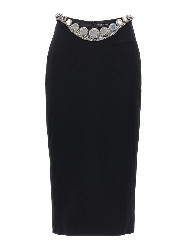 DAVID KOMA: Knee length skirts & Midi - puffer circle embroidery skirt