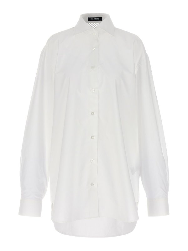 Tシャツ・カットソー RAF SIMONS SS23 Mesh insert shirt (231W256 1010) Raf Simons Mesh insert shirt - White - Women | 231W2561010
