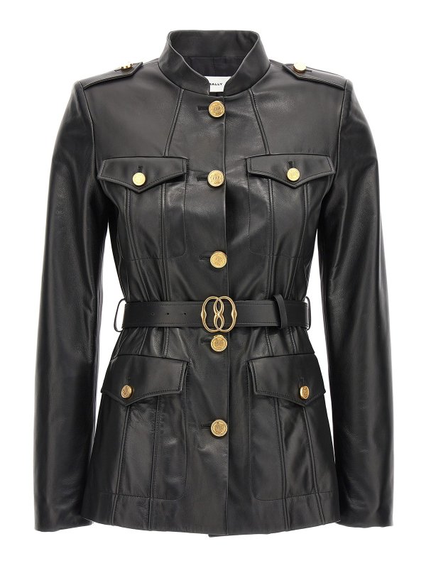 BALLY: Vestes en cuir - Blouson En Cuir - Noir