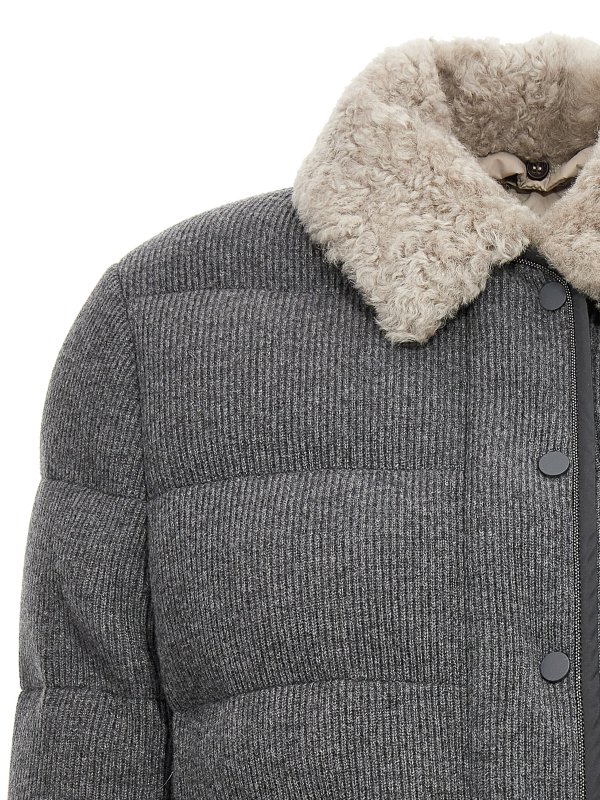Cashmere collared down jacket shop online: BRUNELLO CUCINELLI