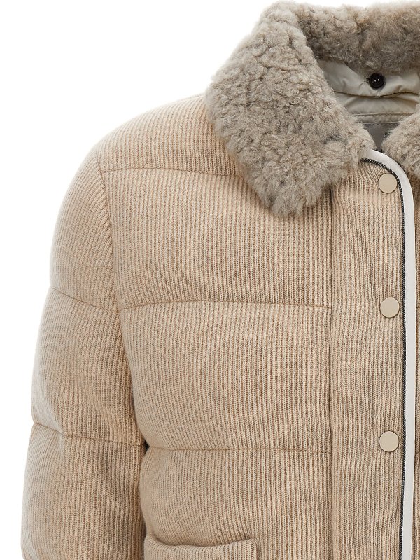 Cashmere collared down jacket shop online: BRUNELLO CUCINELLI