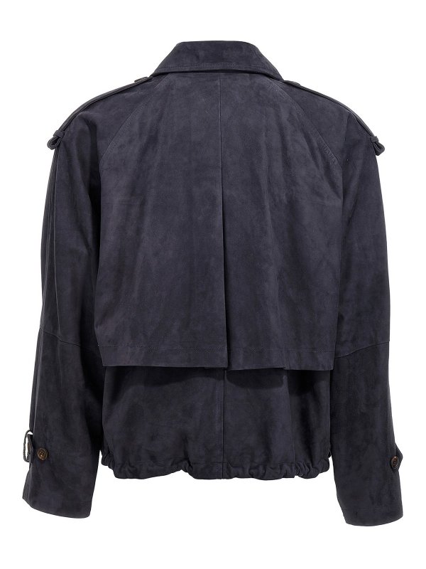 BRUNELLO CUCINELLI: knee length coats online - Suede double breast jacket