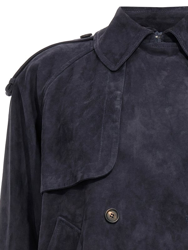 The Best Shops BRUNELLO CUCINELLI: knee length coats - Suede double breast jacket
