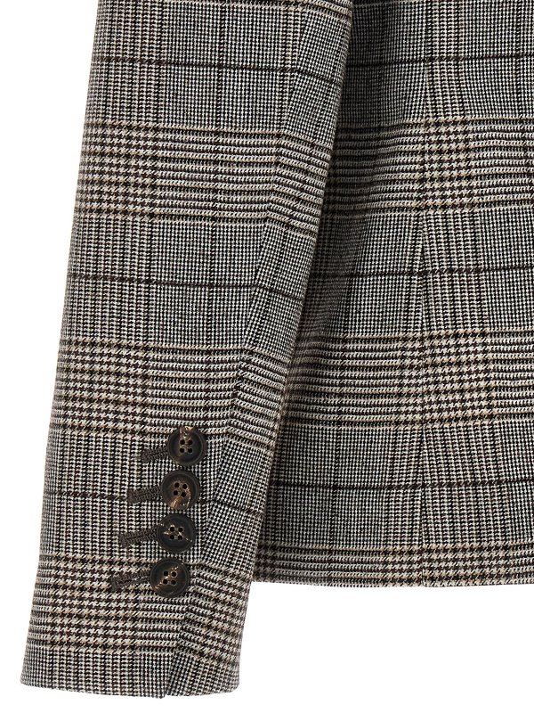 Checkered double-breasted blazer shop online: BRUNELLO CUCINELLI
