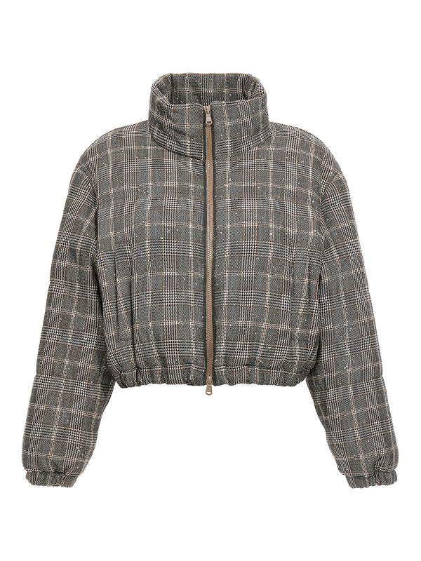 BRUNELLO CUCINELLI: padded jackets - Checkered sequin down jacket