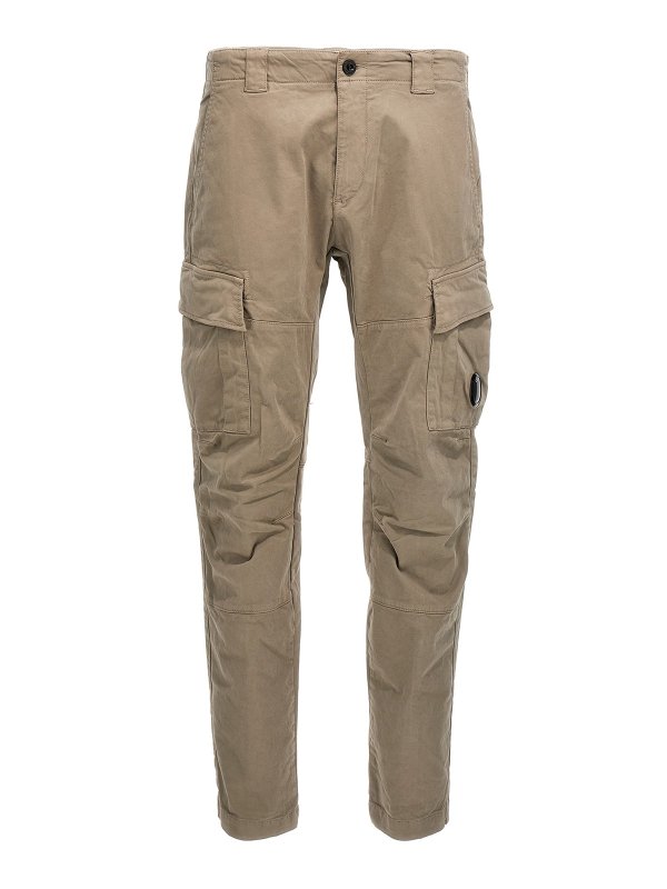 C.P. COMPANY: casual trousers - Logo badge cargo pants